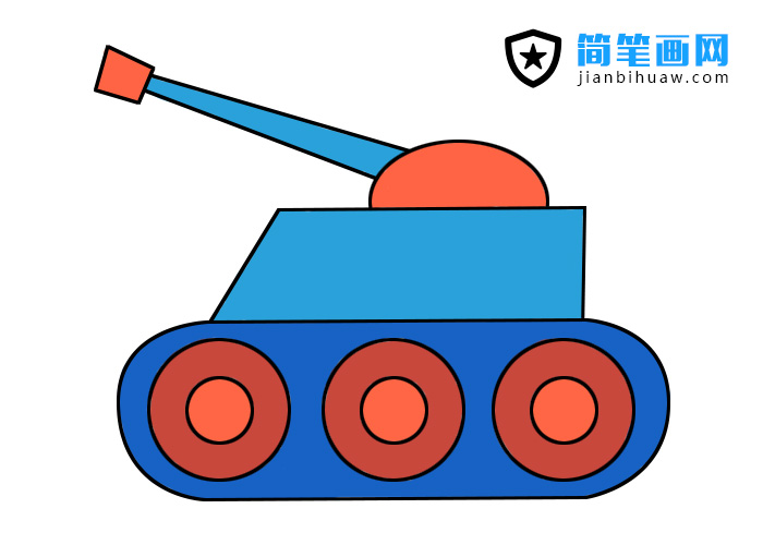 坦克簡筆畫的步驟和上色教程