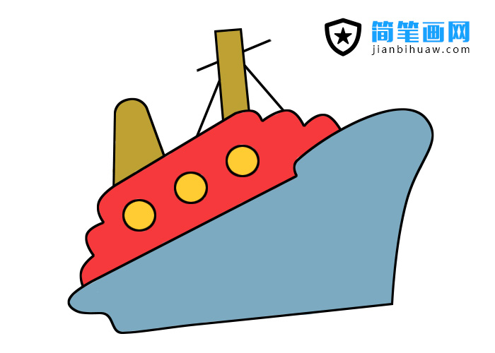 輪船簡筆畫的步驟和上色