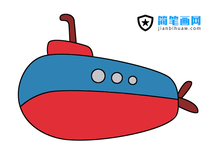 潛水艇簡筆畫步驟和上色