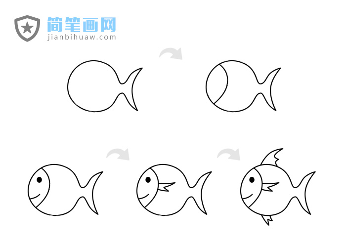 小魚兒簡筆畫帶顏色步驟畫法