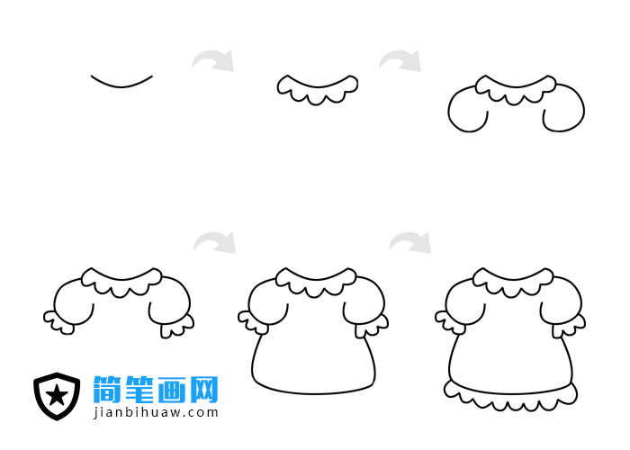 可愛的小裙子簡筆畫步驟和上色