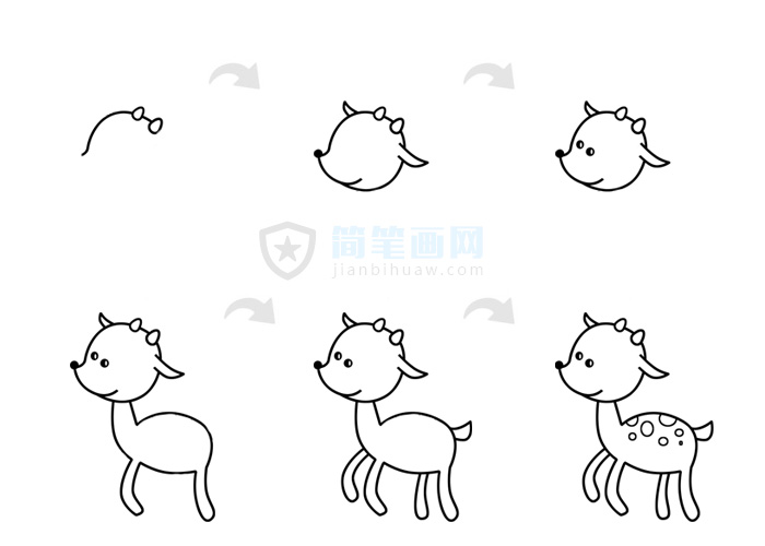 小鹿簡筆畫圖片包含步驟圖
