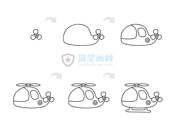 直升飛機簡筆畫的畫法步驟