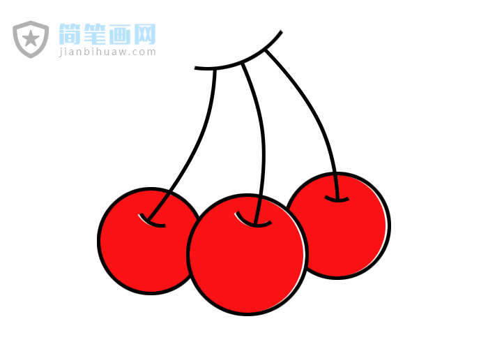 大紅櫻桃簡筆畫圖片包含步驟上色教程