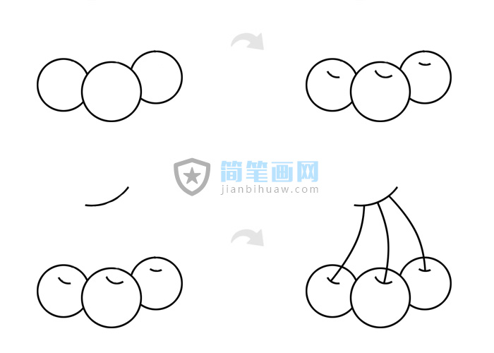 大紅櫻桃簡筆畫圖片包含步驟上色教程