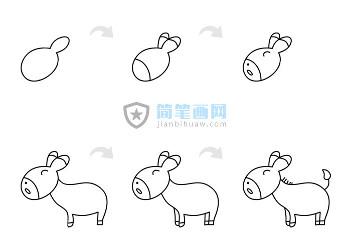 一只小毛驢簡筆畫步驟畫法及上色教程