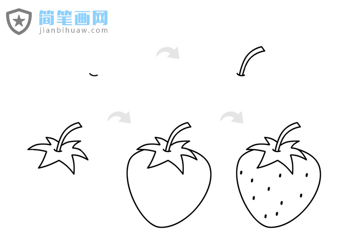 通紅香甜美味的草莓簡筆畫上色及步驟圖片