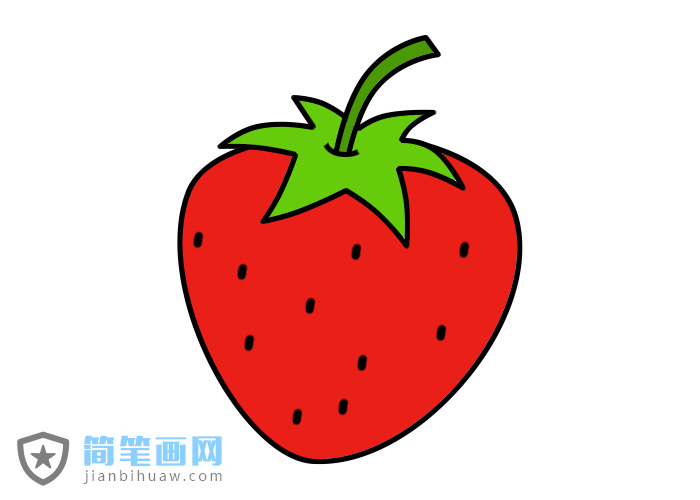 通紅香甜美味的草莓簡筆畫上色及步驟圖片