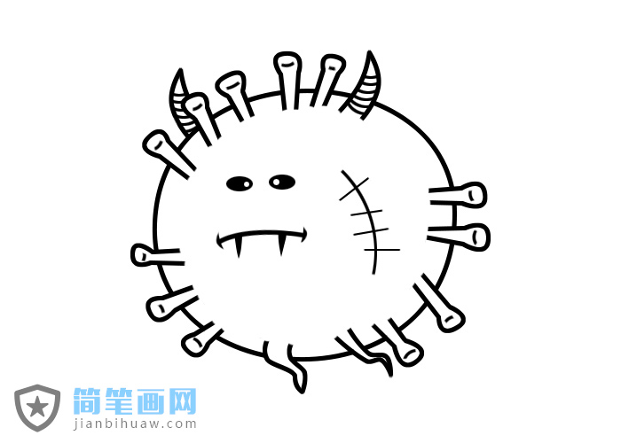 新型冠狀病毒簡筆畫圖片