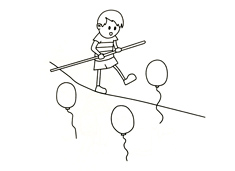 藝術團高空走鋼絲的簡筆畫圖片