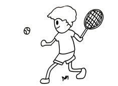 打網球的小男孩簡筆畫圖片