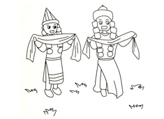 草原蒙古族敬獻哈達的簡筆畫圖片