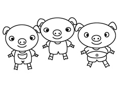 三只小豬簡筆畫圖片