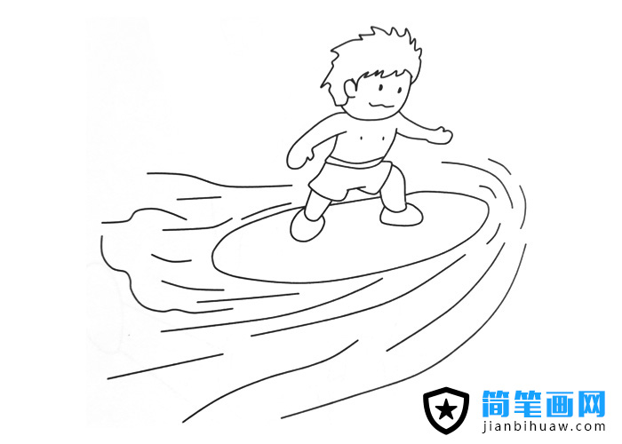 滑板沖浪的簡筆畫圖片