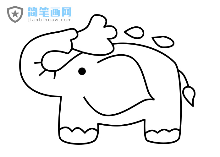 小象噴水簡筆畫圖片帶顏色