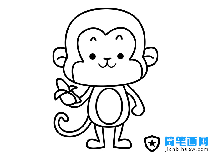 小猴子吃香蕉簡筆畫圖片
