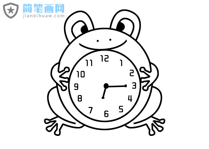 青蛙造型的時鐘鬧鐘簡筆畫圖片