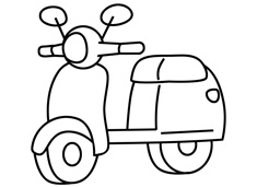 踏板摩托車簡筆畫圖片