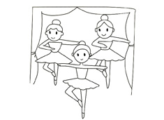 女孩們跳芭蕾舞的簡筆畫圖片