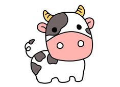 奶牛簡筆畫圖片含上色