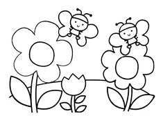 兩只可愛的小蜜蜂采蜜的簡筆畫圖片