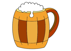 木制啤酒杯簡筆畫圖片含上色