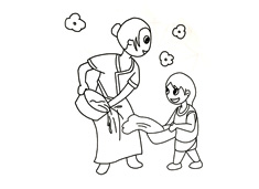 潑水節大家在一起快樂的潑水的簡筆畫圖片