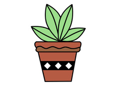 植物盆景簡筆畫的法畫步驟和上色圖片