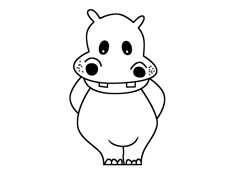 可愛的小河馬簡筆畫圖片
