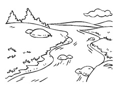小溪簡筆畫圖片
