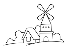 風車小屋簡筆畫圖片