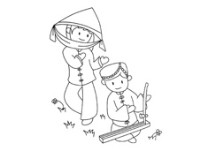 少數民族唱歌跳舞的簡筆畫圖片