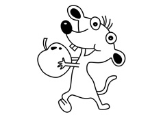 偷吃蘋果的小老鼠簡筆畫圖片