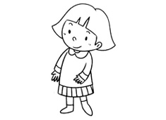 短發小女孩簡筆畫圖片