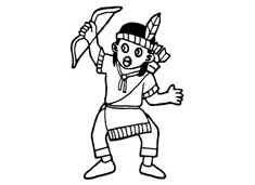 印第安人射箭的簡筆畫圖片