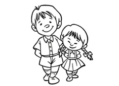 兄妹兩人的簡筆畫圖片