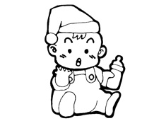 喝奶的小寶寶簡筆畫圖片