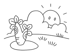 太陽爬上山坡上的簡筆畫圖片