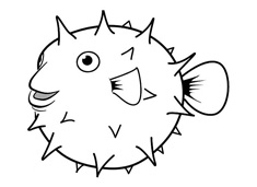 圓鼓鼓的小河豚簡筆畫圖片