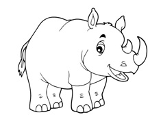 動物園里可愛的犀牛簡筆畫圖片