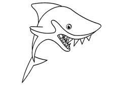 滿嘴獠牙的鯊魚簡筆畫圖片