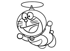 哆啦A夢飛行的機器貓簡筆畫圖片