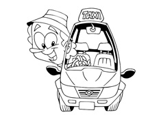 出租車司機開著出租車的簡筆畫圖片