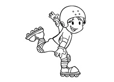 小朋友玩滑輪鞋的簡筆畫圖片