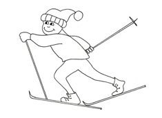 滑雪場滑雪的簡筆畫圖片