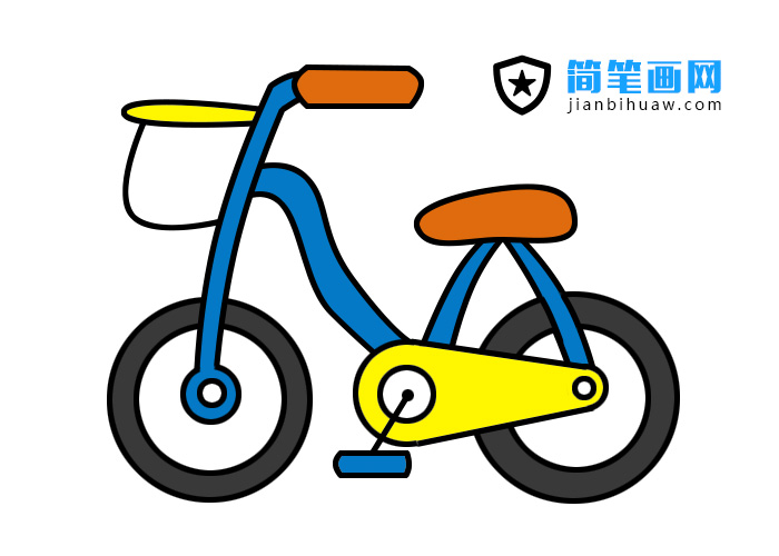 兒童自行車簡筆畫圖片含上色分解步驟