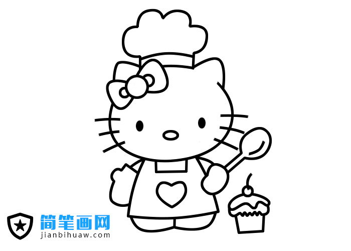 Hello Kitty廚師簡筆畫圖片