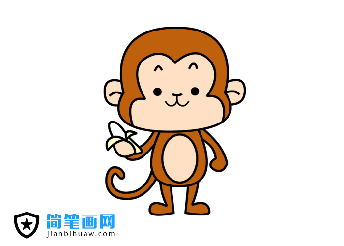 小猴子吃香蕉簡筆畫圖片