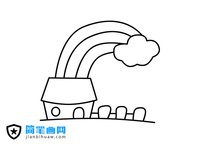 彩虹房子簡筆畫的畫法步驟及上色圖片