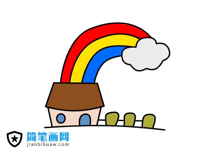 彩虹房子簡筆畫的畫法步驟及上色圖片